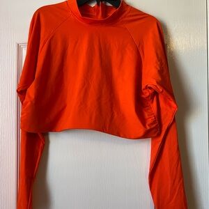 Athleta Bright Orange Rash Guard Long Sleeve Cropped